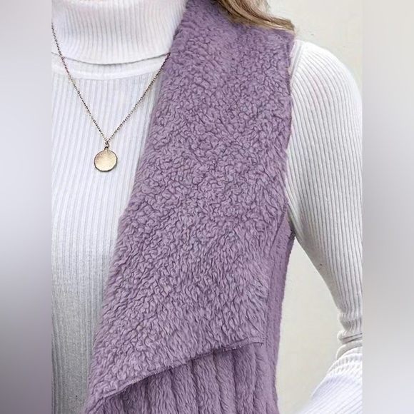 Cozy Fleece Open Front Vest Coat 10010015391 - Picture 3 of 4